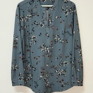Floral Print Women's Blouse in Blue